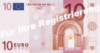 Bild von 10 EURO-Schein für Ihre Registrierung